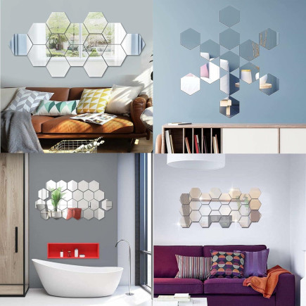 Ag543j naklejki lustro sześciokąty        12x11cm 12szt