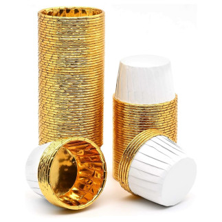 Da517a foremki, papilotki do babeczek     50szt biało-złote