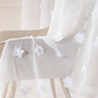 Perła firanka haftowana w kwiaty 3d z perłą, na etaminie, wysokość 290cm, kolor 001 biały