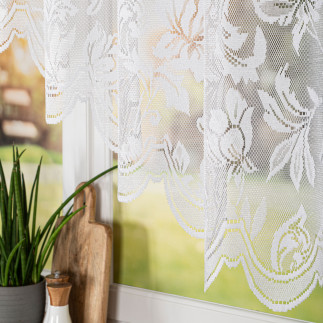 Barbara firanka żakardowa odpasowana, szerokość 300 x  wysokość 140cm, kolor 001 biały