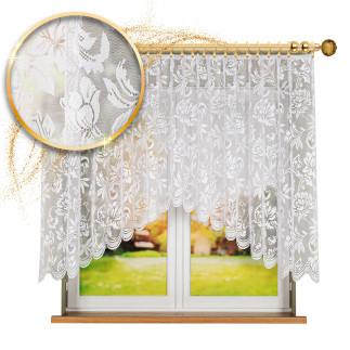 Barbara firanka żakardowa odpasowana, szerokość 300 x  wysokość 140cm, kolor 001 biały