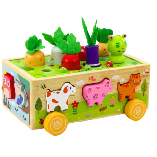 Zabawka edukacyjna drewniana wesoła farma sorter magnetyczne robaki