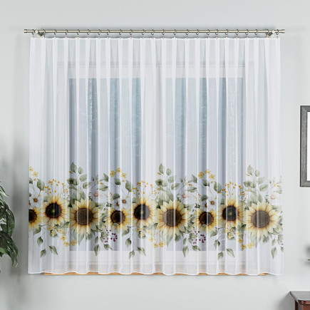 Słoneczniki firanka z ołowianką woal, wysokość 157cm, kolor 001 biały