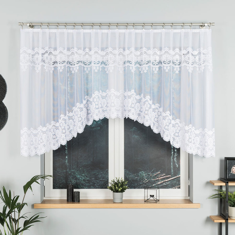 Daria firanka żakardowa odpasowana, szerokość 400 x wysokość 120cm, kolor biały