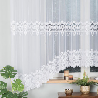 Daria firanka żakardowa odpasowana, szerokość 450 x wysokość 175cm, kolor biały