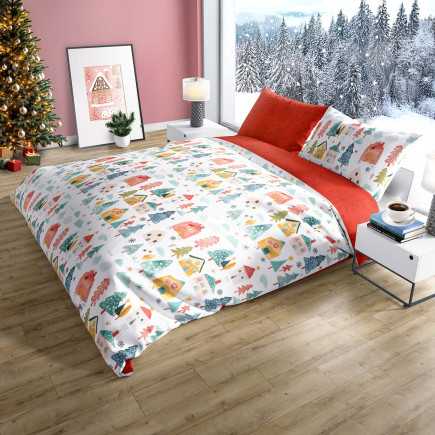 Pościel Bawełniana 160X200 + 2X70X80 Świąteczna Wzór 080