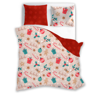 Pościel Bawełniana 160X200 + 2X70X80 Świąteczna Wzór 082