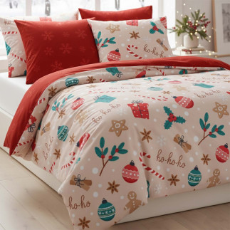 Pościel Bawełniana 160X200 + 2X70X80 Świąteczna Wzór 082