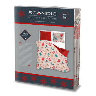 Pościel Bawełniana 160X200 + 2X70X80 Świąteczna Wzór 082