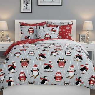 Pościel Bawełniana 140X200 + 70X90 Świąteczna Wzór 076