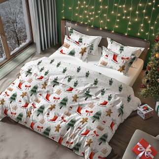 Pościel Bawełniana 140X200 + 70X90 Świąteczna Wzór 078
