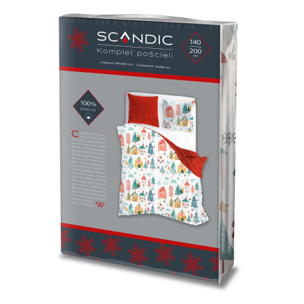 Pościel Bawełniana 140X200 + 70X90 Świąteczna Wzór 080