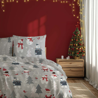 Pościel Bawełniana 220X200 + 2X70X80 Świąteczna Wzór 079