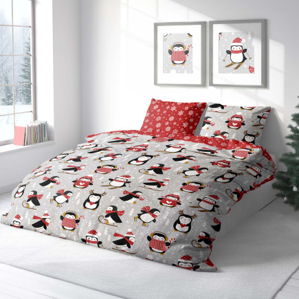 Pościel Bawełniana 220X200 + 2X70X80 Świąteczna Wzór 076