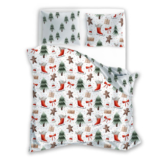 Pościel Bawełniana 220X200 + 2X70X80 Świąteczna Wzór 078