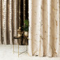 Marma zasłona gotowa na taśmie, szerokość 140cm x wysokość 250cm, kolor 016 kremowy ze złotym nadrukiem na velvi
