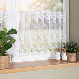 Zazdrostka żakardowa ze wzorem pasowym, wysokość 50cm, kolor 001 biały