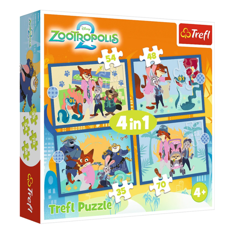 Puzzle - 4w1 (35, 48, 54, 70) - zootopia pełna przygód - disney zwierzogród 2 - trefl 34677