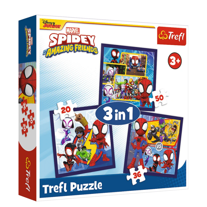 Puzzle - 3w1 (20, 36, 50) - przygody spideya i przyjaciół - disney - trefl 34892 Puzzle - 3w1 (20, 36, 50) - przygody spideya i przyjaciół - disney - trefl 34892