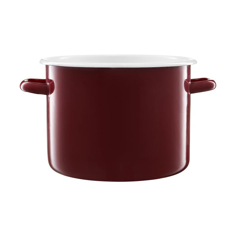 Garnek emaliowany prosty bordowy Emalia Olkusz 22 cm 5,5 l
