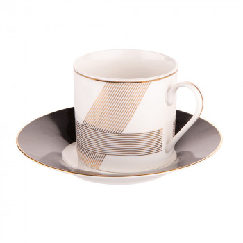 Filiżanka do kawy i herbaty ze spodkiem porcelanowa Modern Art 200 ml