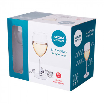 DIAMOND KPL. 6 KIELISZKÓW WINO BIAŁE 250ML