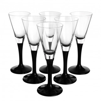 Komplet 6 kieliszków do likieru Onyx z czarną nóżką 50 ml