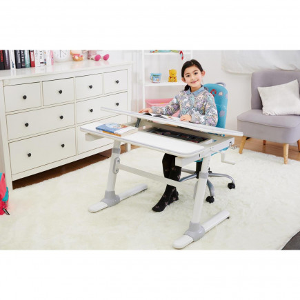 Biurko dla dzieci ergonomiczne z regulacją wysokości ergo office, szare, max 100kg,  er-417 2cz