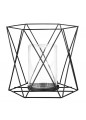 Świecznik metalowy geometryczny czarny 16,5 cm z wkładem szklanym