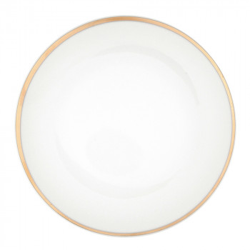 Talerz obiadowy porcelanowy MariaPaula Moderna Gold biały ze złotym zdobieniem 24 cm