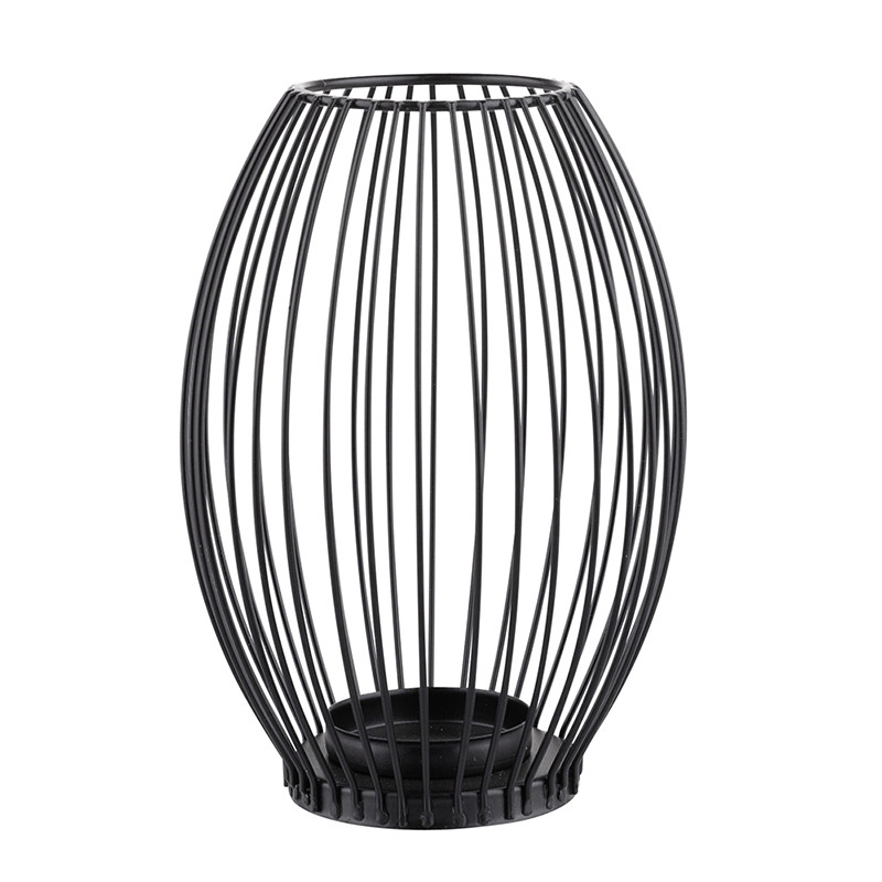 Świecznik metalowy szprosowy czarny n/n bz 16x16x23 cm, EAN: 5907508184414