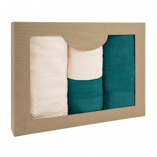 Ręcznik d bawełna 100% solano krem + ciemny turkus (p) 2x50x90+2x70x140 kpl.