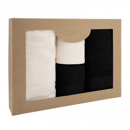 Ręcznik d bawełna 100% solano krem + czarny (p) 2x50x90+2x70x140 kpl.