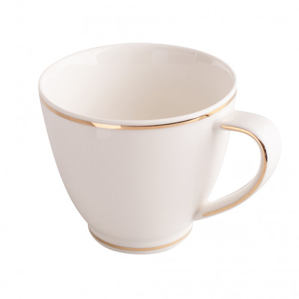 Filiżanka do kawy i herbaty porcelanowa MariaPaula Nova Ecru Złota Linia kremowa 250 ml