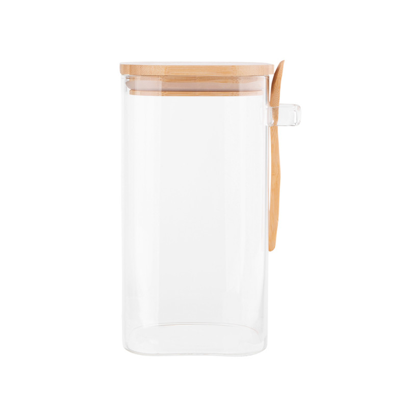 Pojemnik kwadratowy borosilikat 1200ml z bambusową pokrywką i łyżeczką n/n bz EAN: 5904252332146 Pojemnik kwadratowy borosilikat 1200ml z bambusową pokrywką i łyżeczką n/n bz EAN: 5904252332146