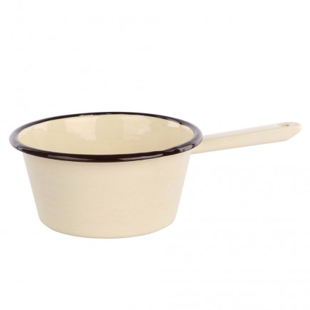 Rondel stożkowy z trzonkiem 0,6L kremowy z dzióbkiem, średnica 14cm, wysokość 7cm, EAN: 5907508145996