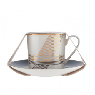Filiżanka do kawy i herbaty ze spodkiem porcelanowa Modern Art 200 ml