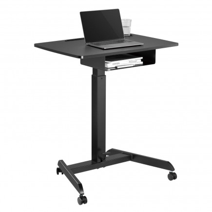 Biurko stolik do laptopa maclean, regulacja wysokości, z szufladą, czarny do pracy stojąco siedzącej, max wys 113cm - 8kg max, m