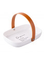 Organic Owalne Naczynie Porcelanowe ze Skórzaną Rączką 20x14 cm n/n bz, EAN: 5907508168582