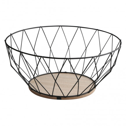 Koszyk Okrągły z Drewnianą Podstawką Romby Bz 28x12 cm EAN: 5907508104993
