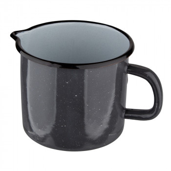 KUBEK EMALIOWANY Z DZIÓBKIEM 1,15L ŚR.12CM WYS.11,5CM SZARY NAKRAPIANY