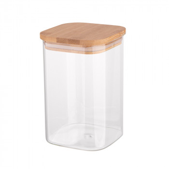 Słoik / pojemnik szklany na produkty sypkie z bambusową pokrywką 1150 ml
