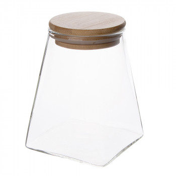 Słoik pojemnik szklany na produkty sypkie z bambusową pokrywką 950 ml