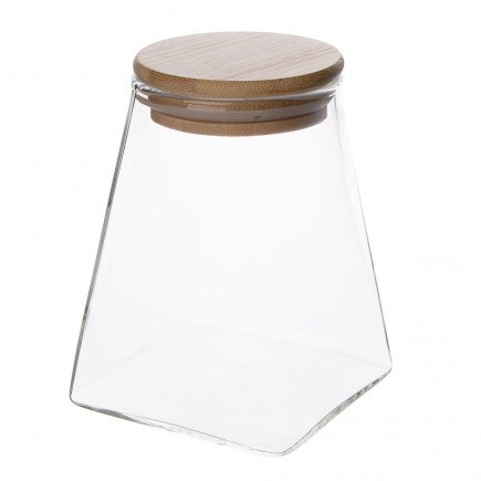 Słoik pojemnik szklany na produkty sypkie z bambusową pokrywką 950 ml