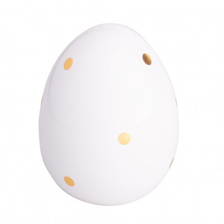 Figurka Jajko białe ze złotymi kropkami 9x9x11,5cm
