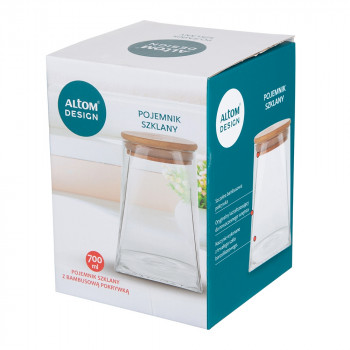 POJEMNIK BOROSILIKAT Z BAMBUSOWĄ POKRYWKĄ 700ML (COLOR BOX)