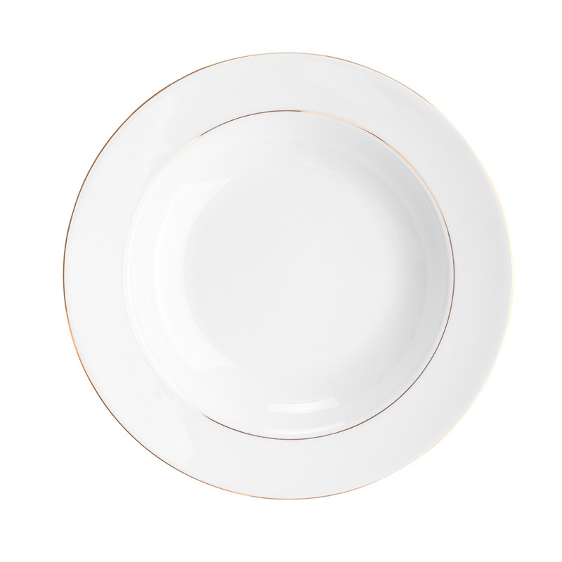 Talerz głęboki porcelanowy MariaPaula Złota Linia biały 23 cm