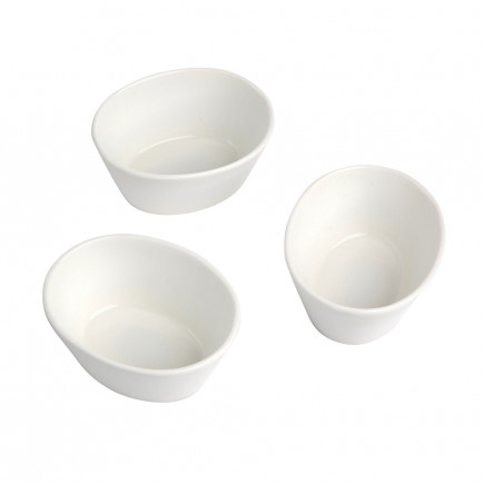 REGULAR ZESTAW 3 DIPÓW OWAL 10 CM PORCELANA KREMOWA