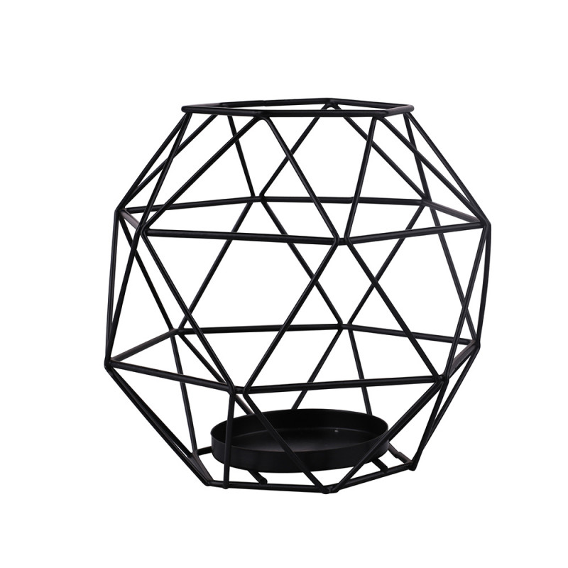 Świecznik metalowy geometryczny czarny 13,5 cm