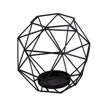 Świecznik metalowy geometryczny czarny 13,5 cm